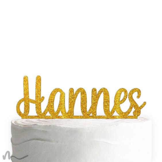 Cake Topper Name personalisiert Gold Glitzer