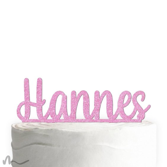 Cake Topper Name personalisiert Pink Glitzer