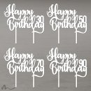 Cake Topper Happy Birthday Zahl personalisiert Weiss