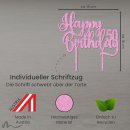 Cake Topper Happy Birthday Zahl personalisiert Pink Glitzer