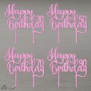Cake Topper Happy Birthday Zahl personalisiert Pink Glitzer