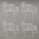 Cake Topper Happy Birthday Zahl personalisiert Silber Glitzer