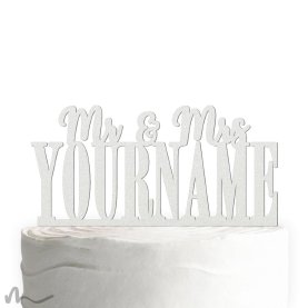 Cake Topper Mr und Mrs personalisiert Satiniert