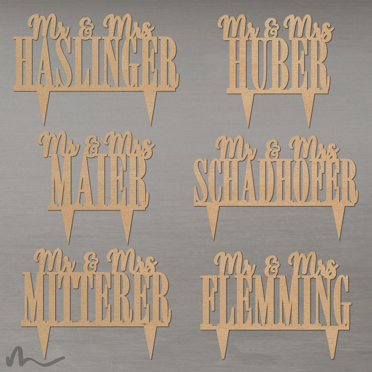 Cake Topper Mr und Mrs personalisiert Holz Hochzeitstorte Momentu