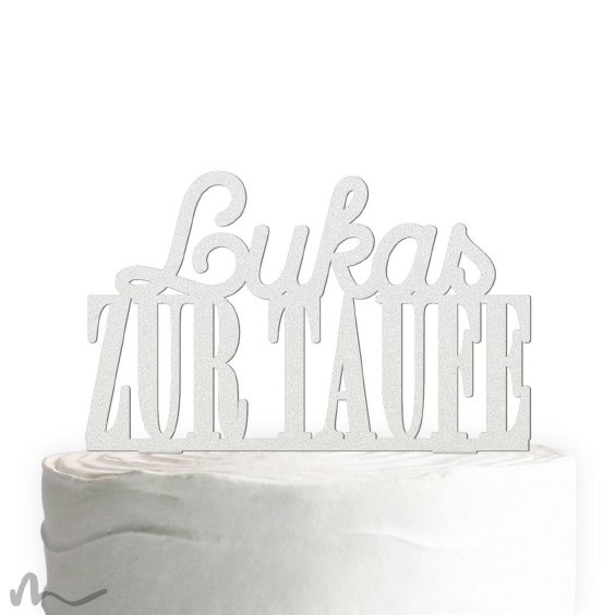 Cake Topper Zur Taufe personalisiert Satiniert