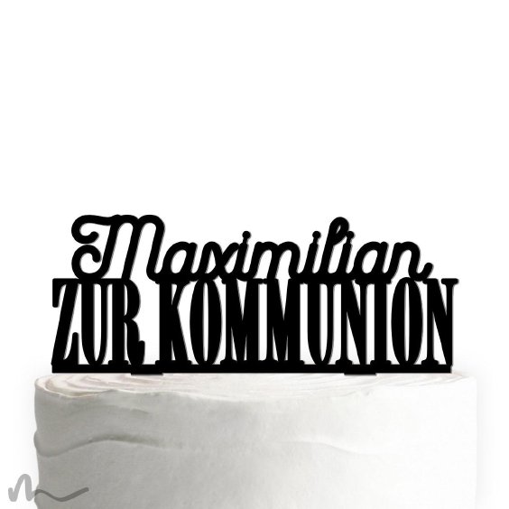 Cake Topper Zur Kommunion personalisiert Schwarz