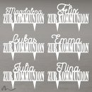 Cake Topper Zur Kommunion personalisiert Weiss