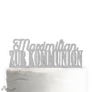 Cake Topper Zur Kommunion personalisiert Silber Glitzer