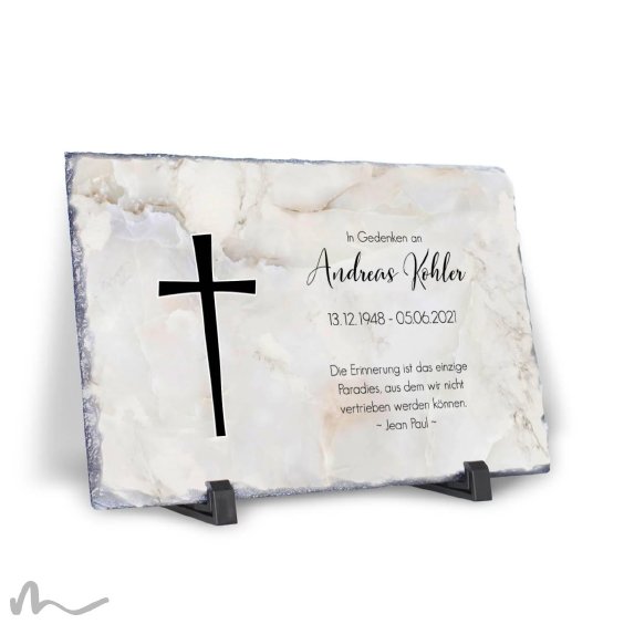 Trauerstein Marmoroptik 29 x 19 cm