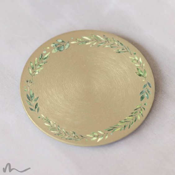 Kerzenteller bedruckt Greenery gold Ø 12 cm