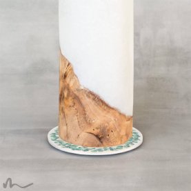 Kerzenteller bedruckt Eukalyptus weiß Ø 12 cm