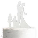 Cake Topper Brautpaar mit Kindern Satiniert