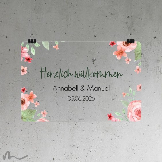 Willkommensschild Hochzeit Total Floral