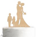 Cake Topper Brautpaar mit Kindern 2 Holz