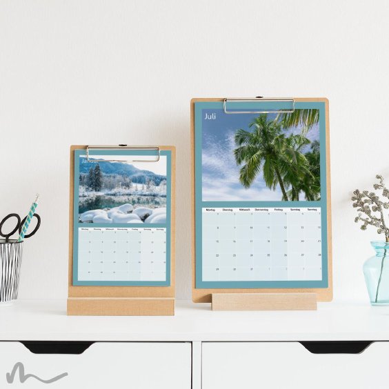 Klemmbrett Kalender mit Aufsteller Farbwahl ein wunderbares Geschenk