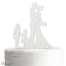 Cake Topper Brautpaar mit Kindern Mädchen Satiniert