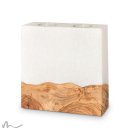 Kerze breites Holzelement Blanko 20 x 20 cm