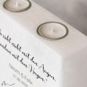 Hochzeitskerze Holzelement Schlicht 20 x 20 cm