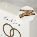 Hochzeitskerze Docht Holzapplikation Ringe 20 x 20 cm