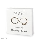 Hochzeitskerze Docht Holzapplikation Infinity Heart 20 x 20 cm